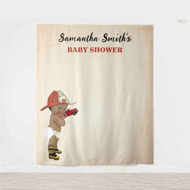 Little AA Baby Firefighter Baby Shower Backdrop (Front)