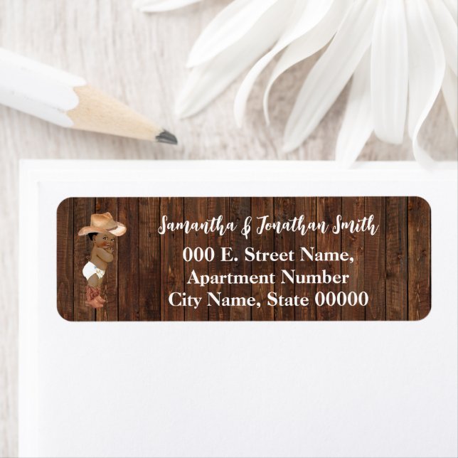 Little AA Cowboy Baby Shower Return Address Label (Insitu)
