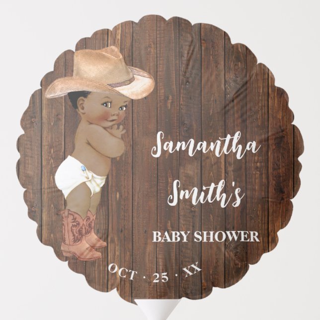 Little AA Cowboy Western Baby Shower Balloon (Back)