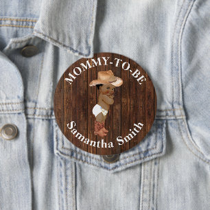 Little AA Cowboy Western Baby Shower Mom to be Button