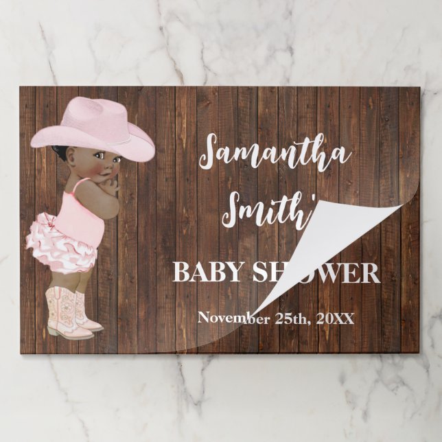 Little AA Cowgirl Baby Shower Tearaway Placemat  (Folded)
