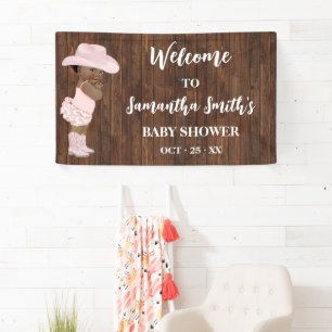 Little AA Cowgirl Western Welcome Baby Shower Banner