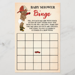Little AA Firefighter Baby Shower Bingo Game Card Flyer