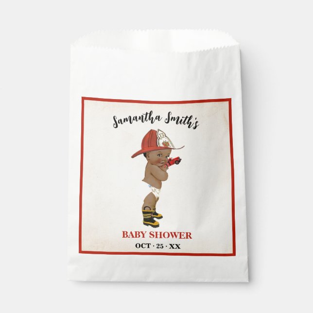 Little AA Firefighter Baby Shower Party Favor Bag (Front)