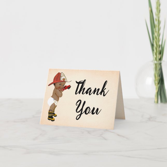 Little AA Firefighter Baby Shower Thank You Card (Front)