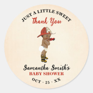 Little AA Firefighter Red Baby Shower Thank You Classic Round Sticker