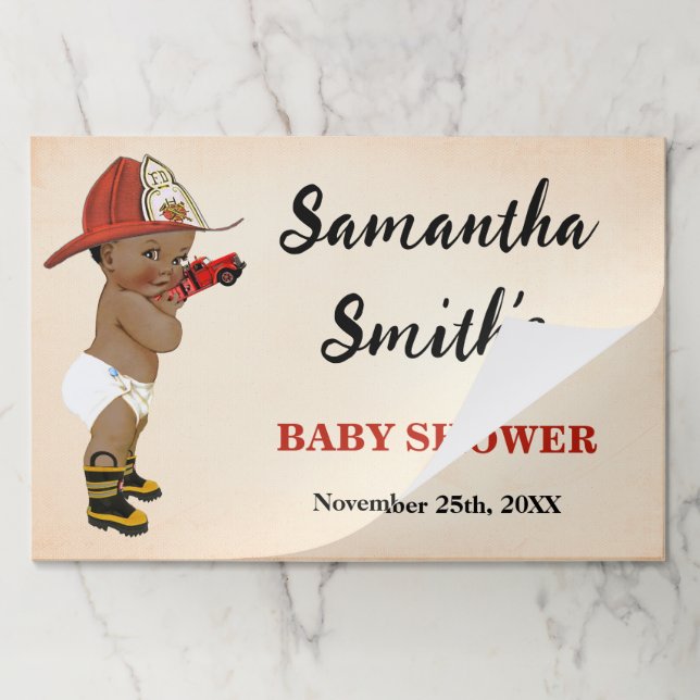 Little AA Fireman Baby Shower Tearaway Placemat (Folded)