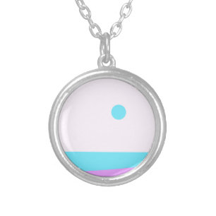 Little Abstract Monster or Abstract Landscape Silver Plated Necklace