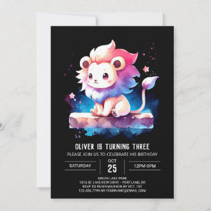 Little Adorable Lion Birthday Invitation