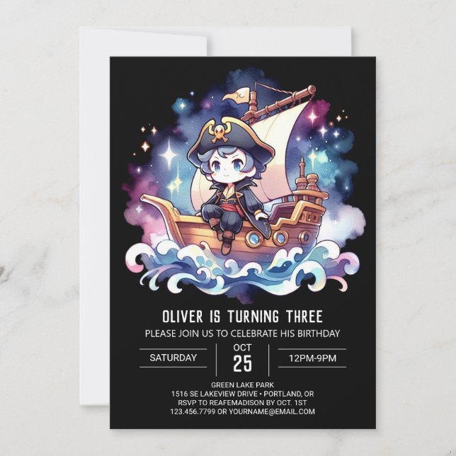 Little Adorable Pirate Birthday Invitation (Front)
