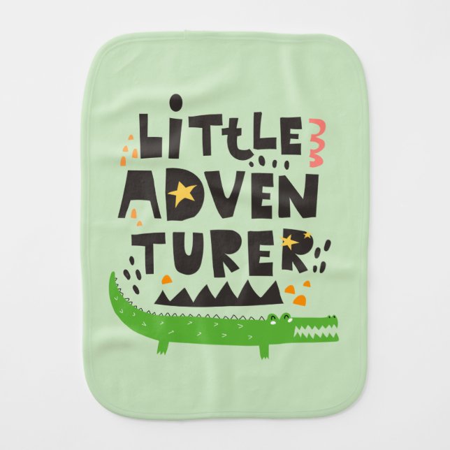 Little Adventurer Alligator Baby Burp Cloth (Front)