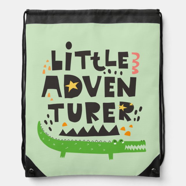 Little Adventurer Alligator Drawstring Bag (Front)
