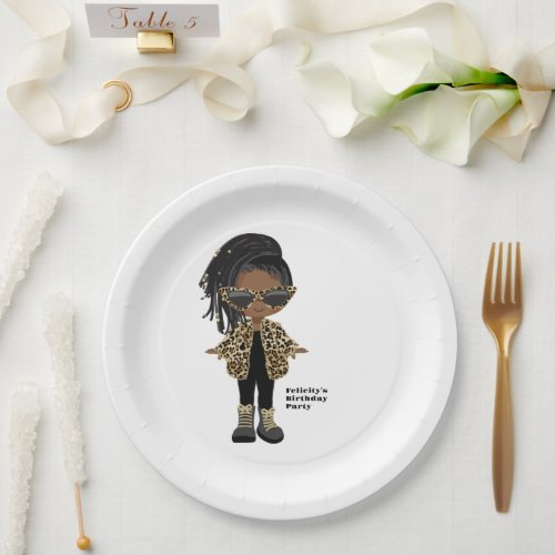 Little African American Girl Birthday Party Paper Plates