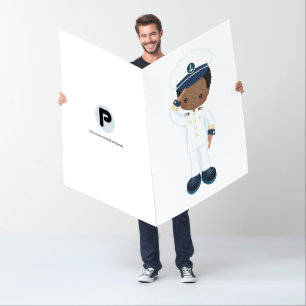 Little African American Navy Boy Birthday Card