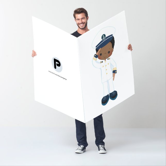 Little African American Navy Boy Birthday Card (In Situ)