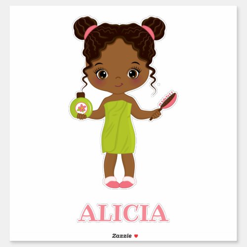 Little African American Spa Girl Vinyl Sticker