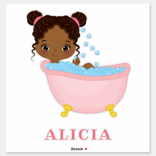 Little African American Spa Girl Vinyl Sticker
