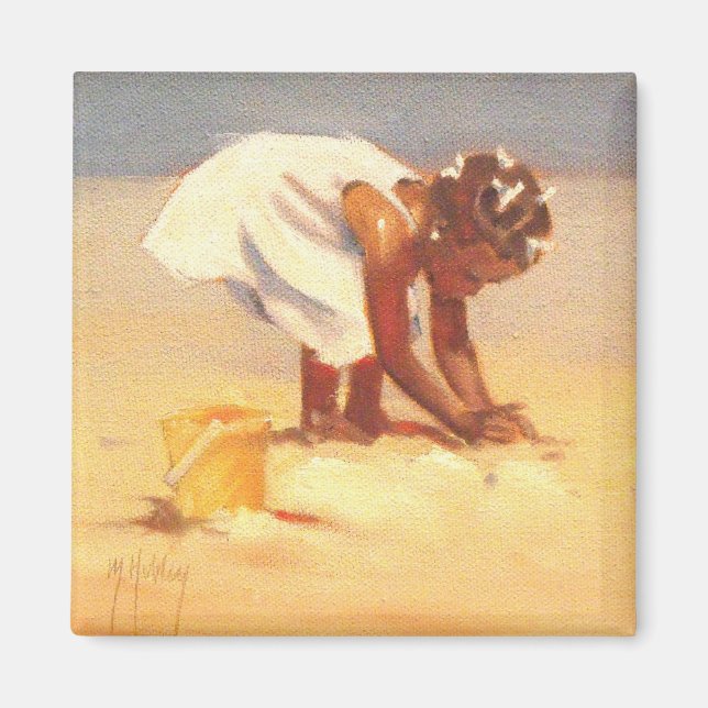 Little African Girl on Beach Magnet (Front)