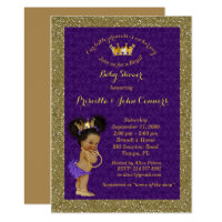 Little Afro Princess Baby Shower Invitation,purple Card