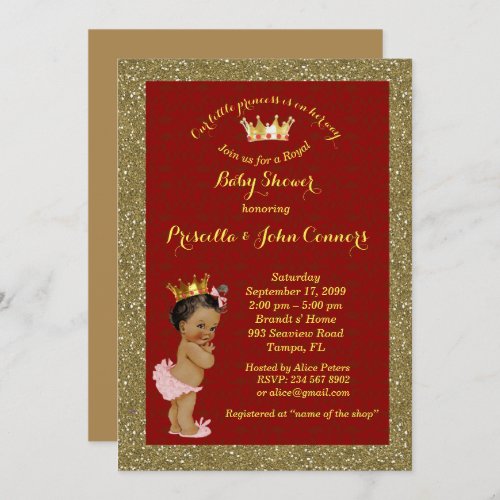Little Afro Princess Baby Shower Invitationred Invitation
