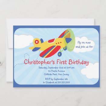 Little Airplane Pilot Birthday Party Invitations by alleventsinvitations at Zazzle