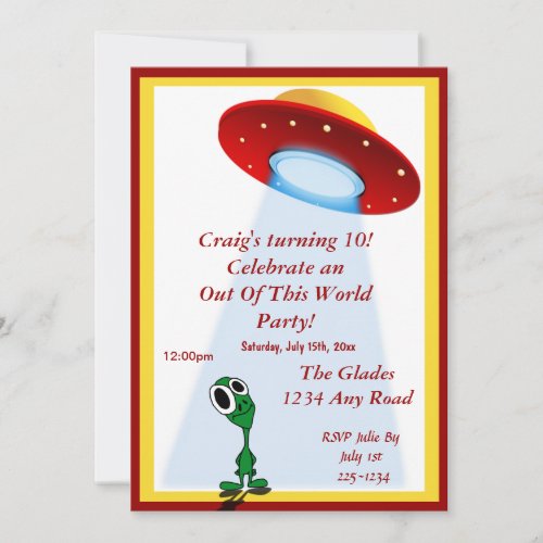 Little Alien Out Of This World Birthday Personalized Invites