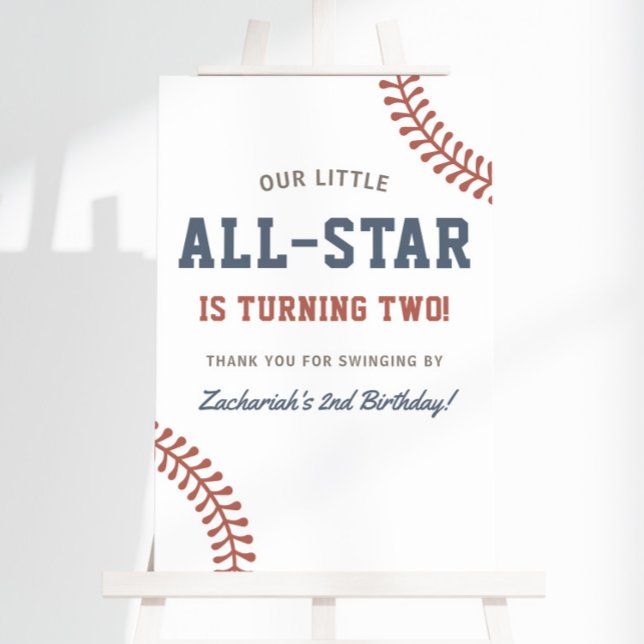 Little All-Star Baseball Boys 2nd Birthday Party Foam Board (Creator Uploaded)