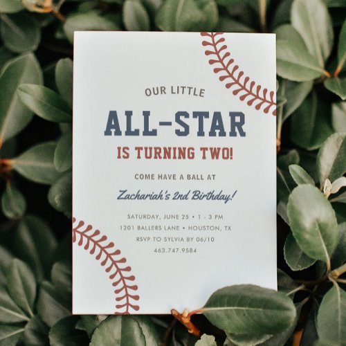 Little All_Star Baseball Boys 2nd Birthday Party Invitation