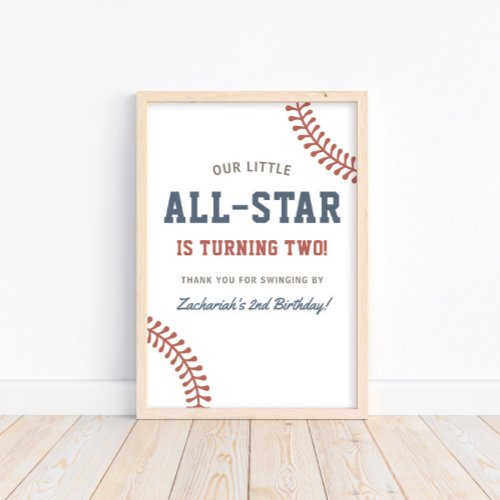 Little All_Star Baseball Boys 2nd Birthday Party Poster