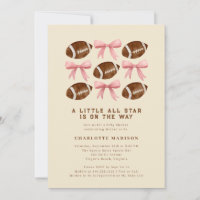 Little All Star Football and Bows Baby Shower Inv