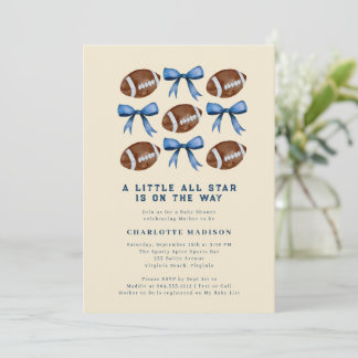 Little All Star Football and Bows Baby Shower Invitation