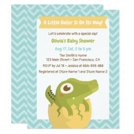Little Alligator in Egg Baby Shower Invitations