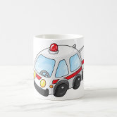 Ambulance cartoon illustration frosted glass coffee mug | Zazzle