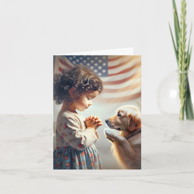 Little American Girl Praying Card (Front)