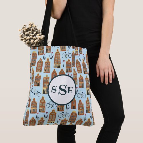 Little Amsterdam Houses Tote Bag MONOGRAMMED