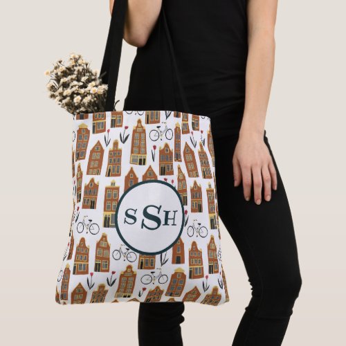 Little Amsterdam Houses Tote Bag MONOGRAMMED