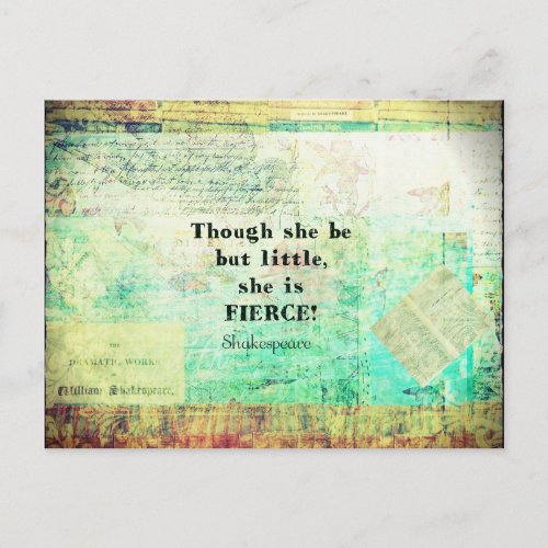 Little and Fierce quotation by Shakespeare Postcard