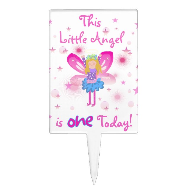 Little Angel 1st Birthday Cake Topper (Front)