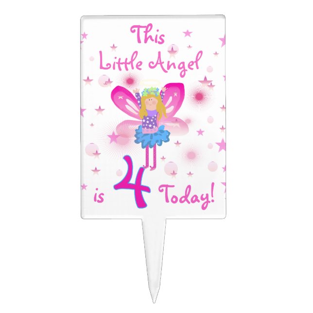 Little Angel 4th Birthday Cake Topper (Front)