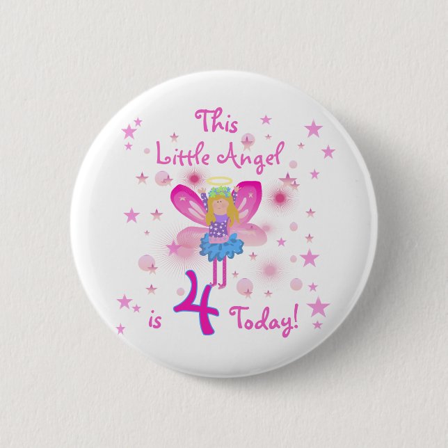 Little Angel 4th Birthday T-shirts and Gifts Pinback Button (Front)