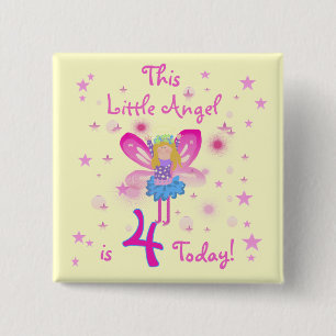 Little Angel 4th Birthday T-shirts and Gifts Pinback Button