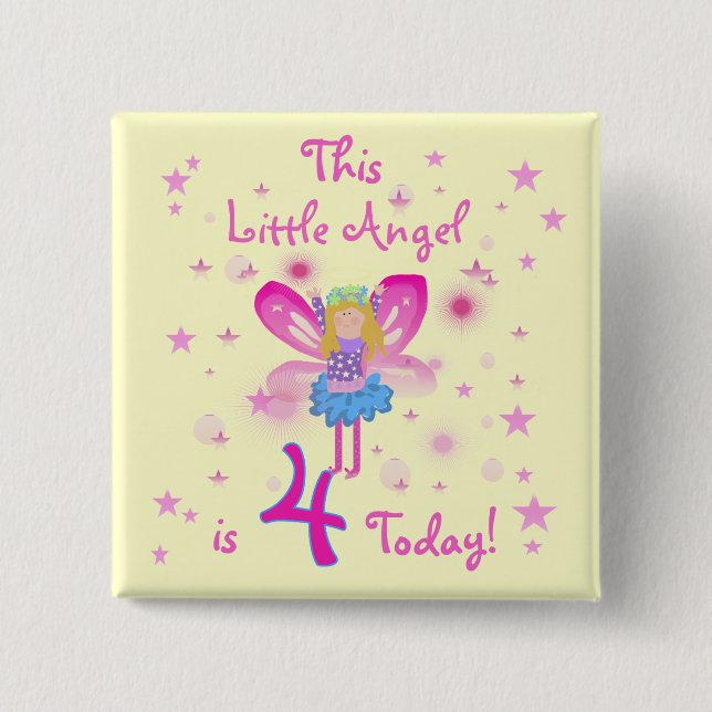 Little Angel 4th Birthday T-shirts and Gifts Pinback Button (Front)