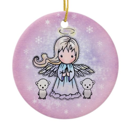 Little Angel and Polar Bears Ornament