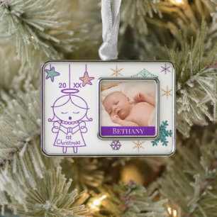 Little Angel Baby's First Christmas Photo Ornament