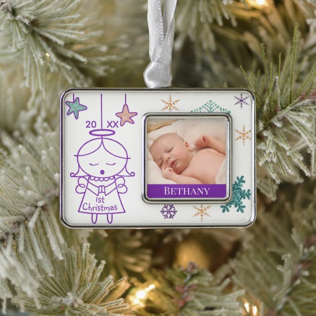 Little Angel Baby's First Christmas Photo Ornament (Tree)