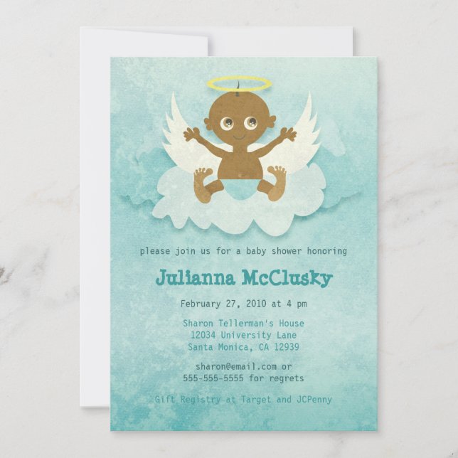 Little Angel - Boy - African American Invitation (Front)