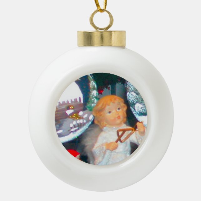 Little angel ceramic ball christmas ornament (Front)