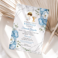 Little Angel Flowers Dusty Blue Silver Boy Bautizo