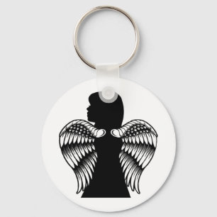 Little Angel girl Child Silhouette Fantasy art Keychain