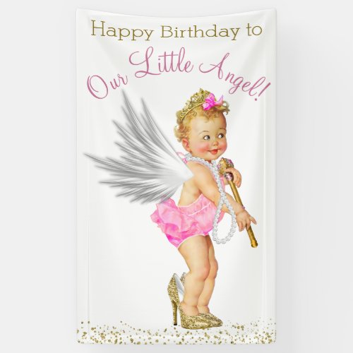 Little Angel Girls Birthday Party Banner